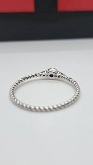 Anillo Plata 925 Rizada Circonita Azul
