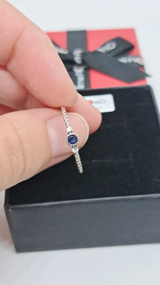 Anillo Plata 925 Rizada Circonita Azul