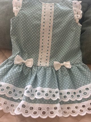 Vestido verde agua lunares talla 2