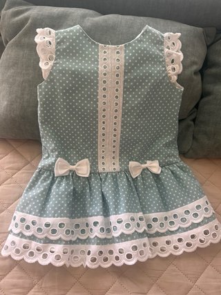 Vestido verde agua lunares talla 2