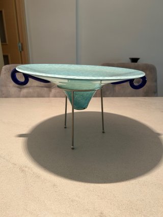 Centro de mesa cristal  azul turquesa