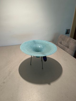 Centro de mesa cristal  azul turquesa