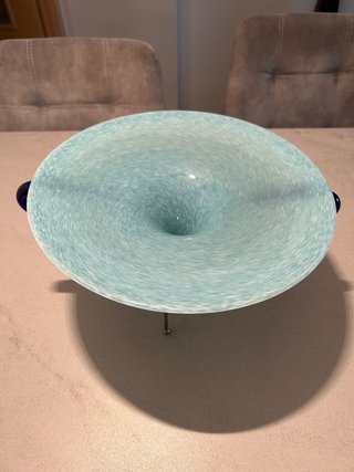 Centro de mesa cristal  azul turquesa