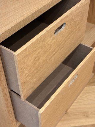 Estantería MUJI de roble + cajones modulares