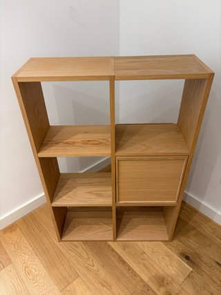 Estantería MUJI de roble + cajones modulares