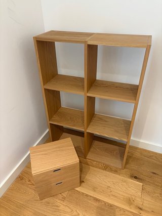 Estantería MUJI de roble + cajones modulares