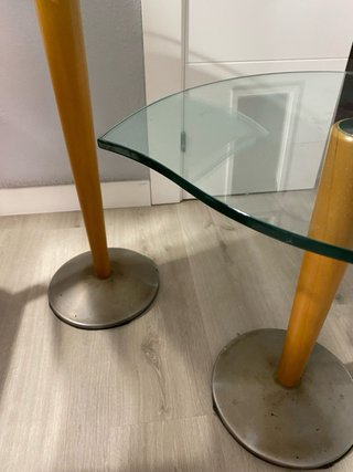 2 Mesas Auxiliares Salon Cristal y Madera