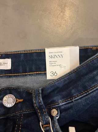 Mango Capri Talla S/36 Azul Mujer