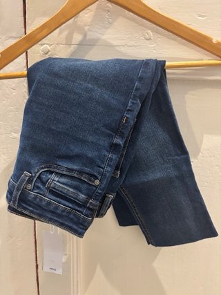 Mango Capri Talla S/36 Azul Mujer