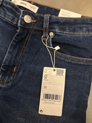 Mango Capri Talla S/36 Azul Mujer