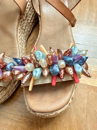 Sandalias Cuña Piel Porronet Gemma Taupe