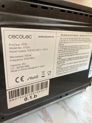 Microondas Cecotec Proclean Negro (de mesa)