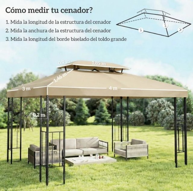 Toldo de Recambio para Cenador 4x3m