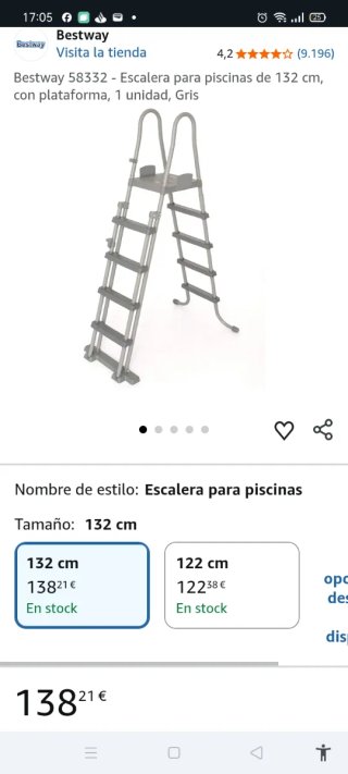 Escalera de seguridad para piscina elevada.Vendo 1