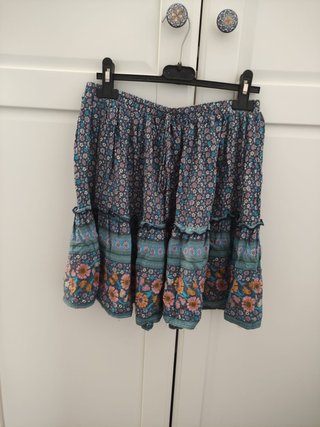 Falda boho floral multicolor