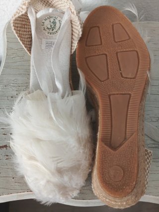 Alpargatas Novia Plumas Naturales Hechas a Mano