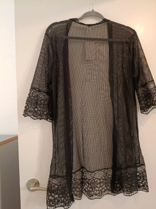 Kimono Negro Encaje Talla Única