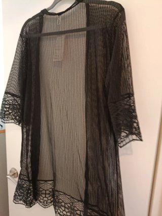 Kimono Negro Encaje Talla Única