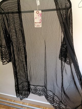 Kimono Negro Encaje Talla Única