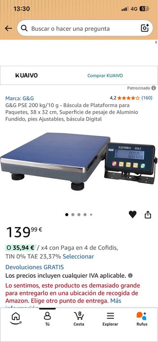 Báscula de precisión de Plataforma G&G PSE 200kg