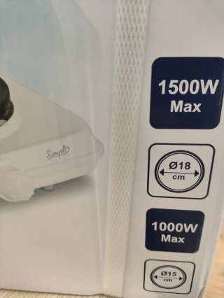 Placa eléctrica doble Simplo, sin abrir