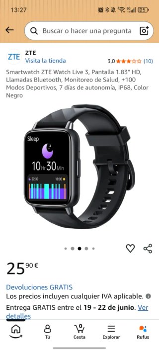 Smartwatch ZTE Live 3 Negro