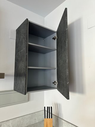 Cocina modular azul y gris