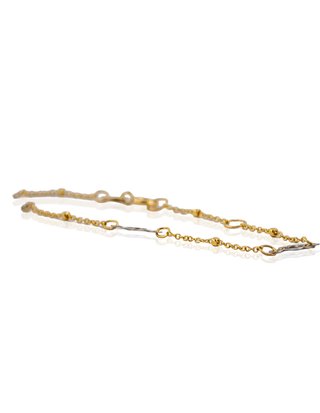 Pulsera tres flores oro bicolor 18k - ref.15709