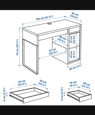 Escritorio IKEA MICKE Negro/Marrón