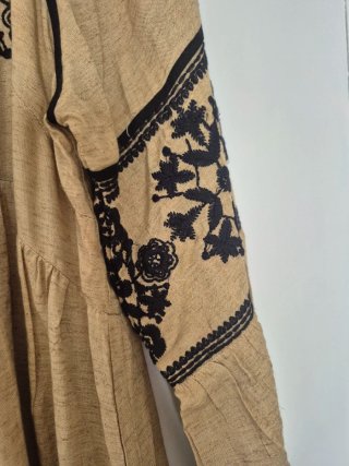Vestido Boho Chic Beige y Negro Talla Única