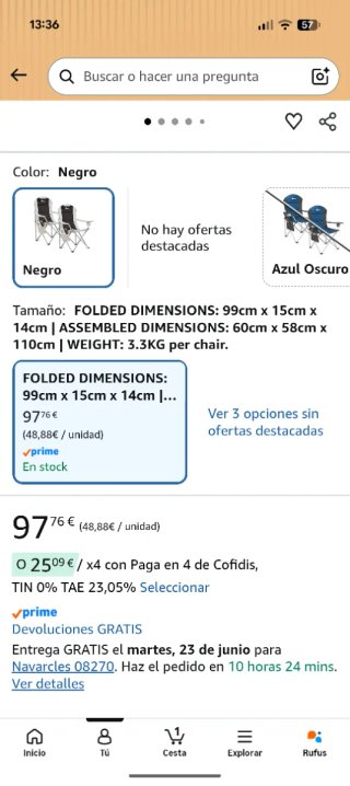Sillas de camping altas plegables Sunmer