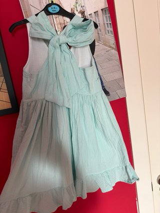 Vestido fiesta niña turquesa lazada