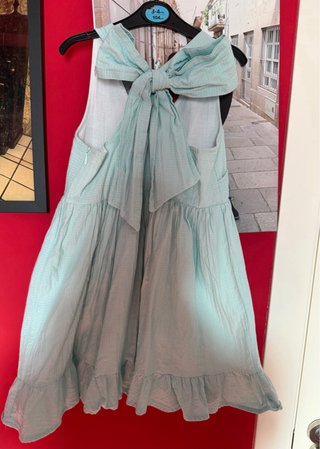 Vestido fiesta niña turquesa lazada
