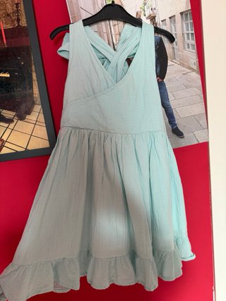 Vestido fiesta niña turquesa lazada
