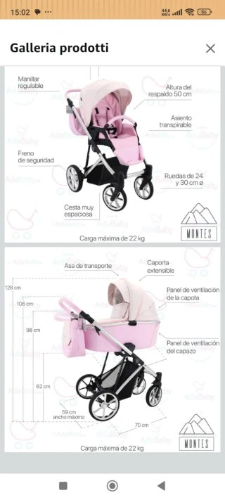 Carro de bebé rosa