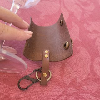 Copa vino metacrilato funda cuero