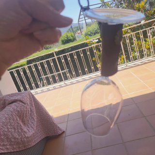 Copa vino metacrilato funda cuero