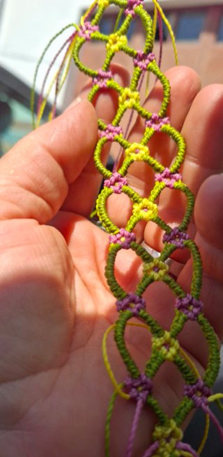 Pulsera Macramé Boho Verde y Rosa