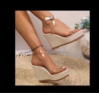 Sandalias cuña transparentes verano T.35.5