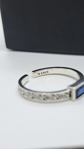 Anillo Plata 925 Etnico Bohemio Circonita Azul