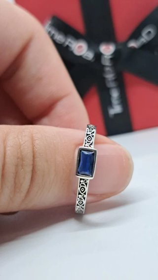Anillo Plata 925 Etnico Bohemio Circonita Azul