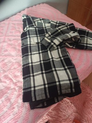 Chaqueta de cuadros blanco y negro