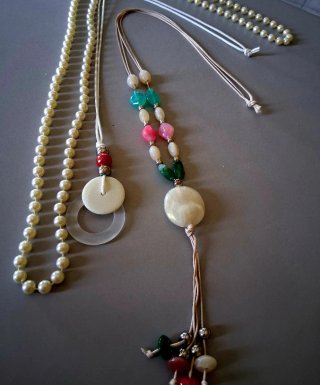 Lote 3 Collares Largos Bisutería Variada