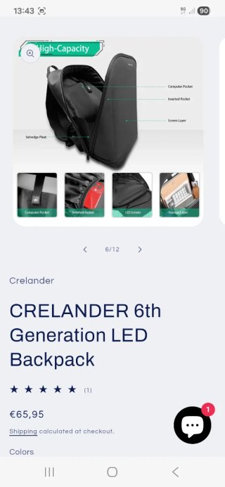 Mochila LED CRELANDER Backpack negra