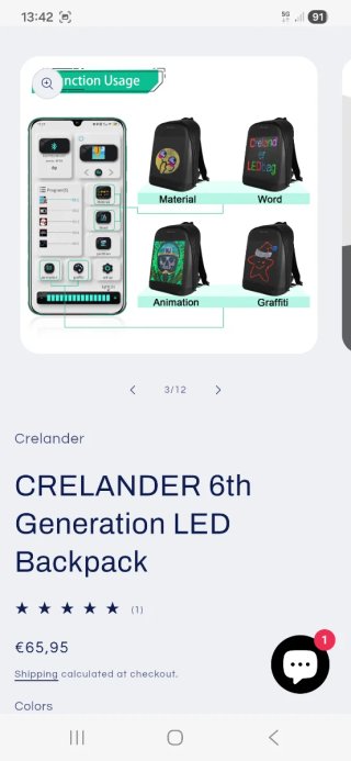 Mochila LED CRELANDER Backpack negra