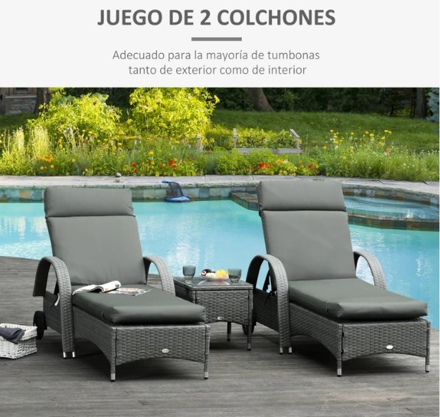 Pack 2 Cojines Tumbona 196x55x8 cm