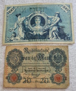 Lote billetes Germany 100/20 Mark 1908 1920