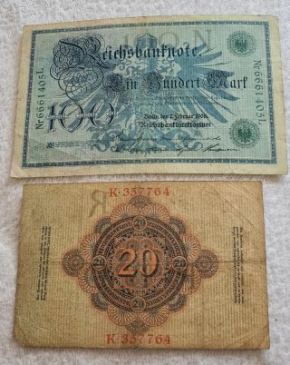 Lote billetes Germany 100/20 Mark 1908 1920