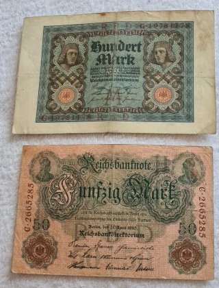 Lote billetes Germany 100/20 Mark 1908 1920