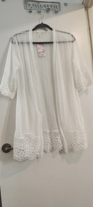 Kimono blanco encaje talla única